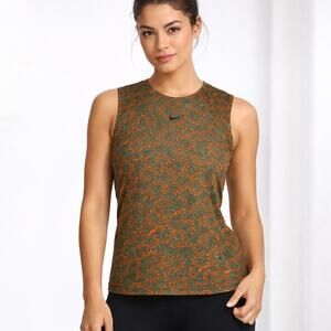 Nike Pro Dri-Fit Muscle Tank Women’s Small Olive Green Orange Athletic